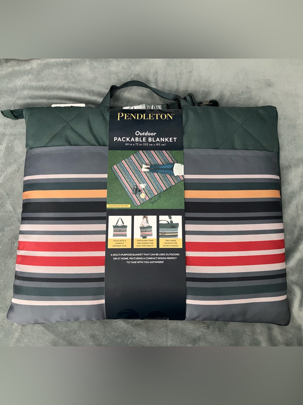 Pendleton Outdoor Packable Blanket 60x72 Mountain Stripe Multi NWT